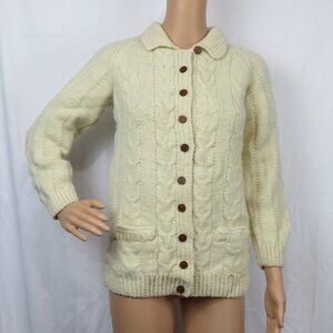 Vintage Knit Cardigan Handmade Wool Horse Girl Med Small Cottagecore Sweater